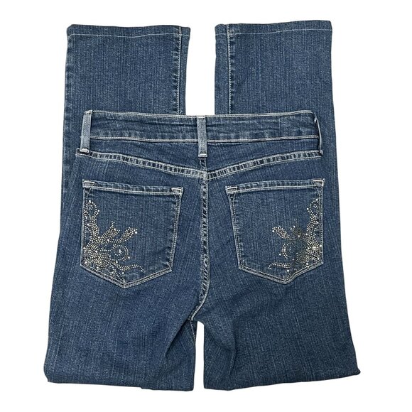 NYDJ  Embellished Pockets Straight Leg Blue Denim Jeans Size 2P NWOT - Picture 5 of 11